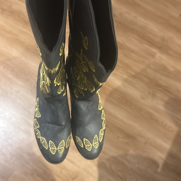 Black yellow western butterfly cowboy boots - Picture 7 of 7